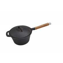 Cast Iron Melting Pot Saucepan with Wooden Handle